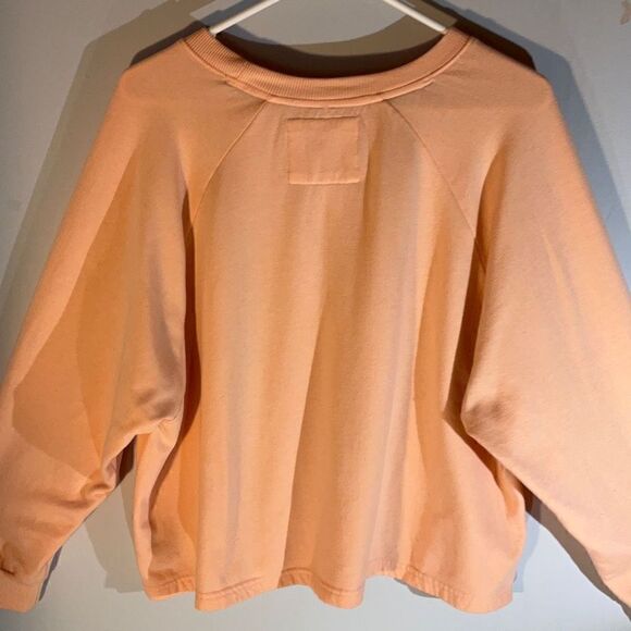 Friends Cropped Dolman Sleeve Central Perk Sweatshirt. Peach, Medium - Picture 4 of 9